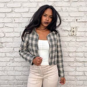 NWT Marie Quilted Crop Jacket by self contrast small /